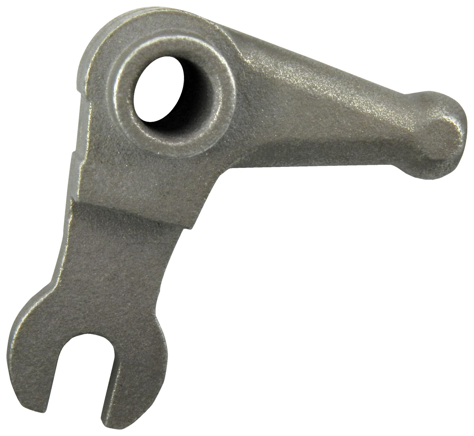 MIM cam lever with bore boss and forked actuating end