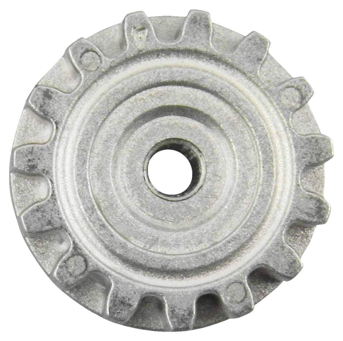 MIM disc-detainer rotor with ribbed perimeter and center bore