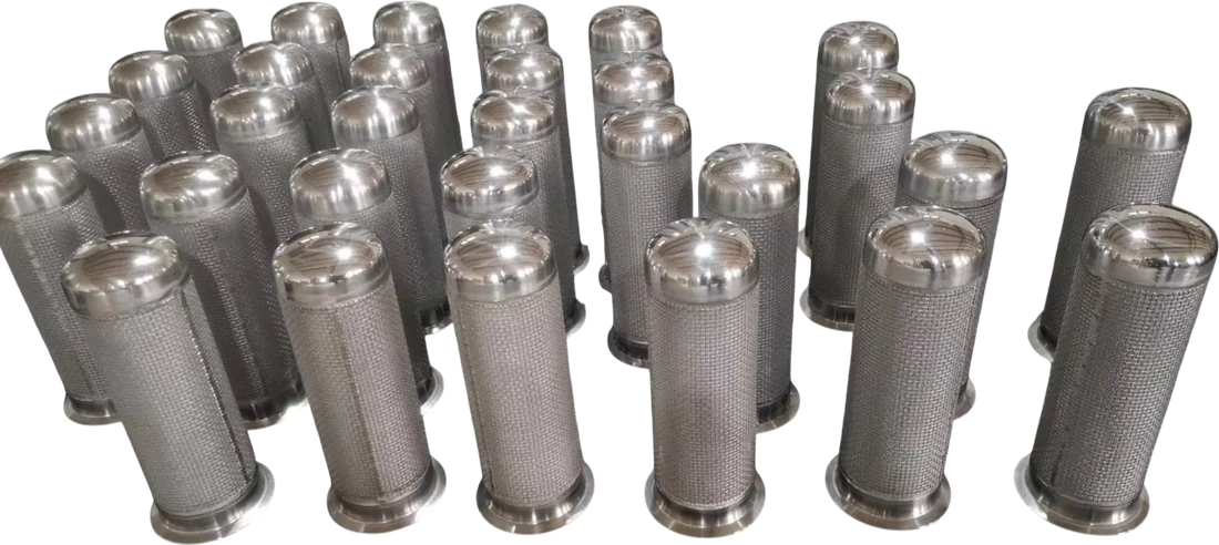 A set of sintered stainless-steel porous filter elements