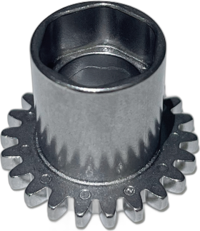 Sintered combination part, a sprocket with integrated hex socket sleeve